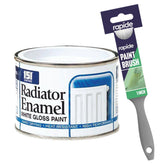 Radiator Enamel White Paint Tin 180ml With 1" Paint Brush Tin Paint